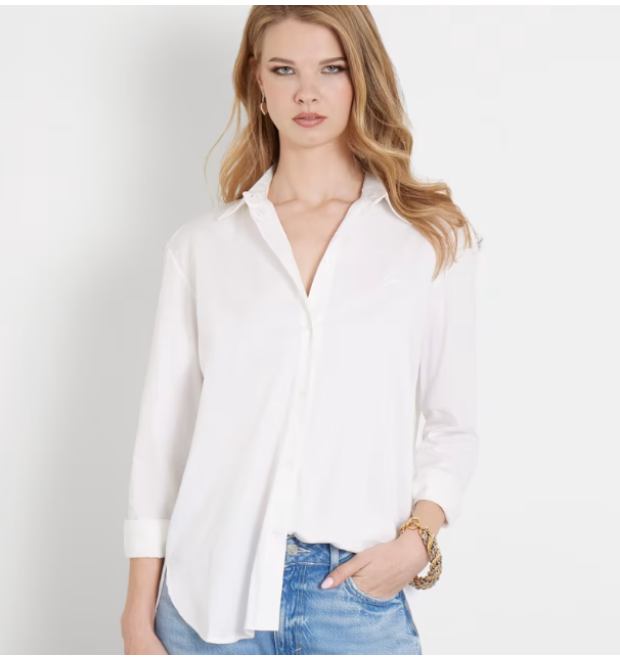 Biela dámska košeľa GUESS oversize Biela dámska košeľa GUESS oversize
