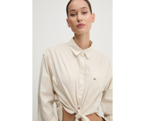 Tommy Jeans crop košeľa béžová