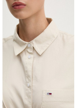 Tommy Jeans crop košeľa béžová