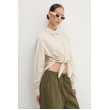 Tommy Jeans crop košeľa béžová