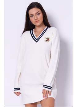 Pletené šaty TOMMY JEANS biele