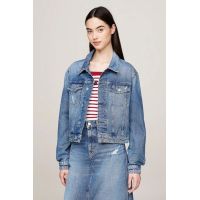 Slim Cropped Denim Trucker džínsová bunda Slim Cropped Denim Trucker džínsová bunda
