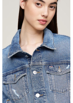 Slim Cropped Denim Trucker džínsová bunda