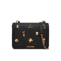Love Moschino malá kabelka s klopou čierna Love Moschino malá kabelka s klopou čierna