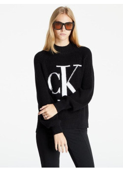 Dámsky pulóver Calvin Klein s logom čierny