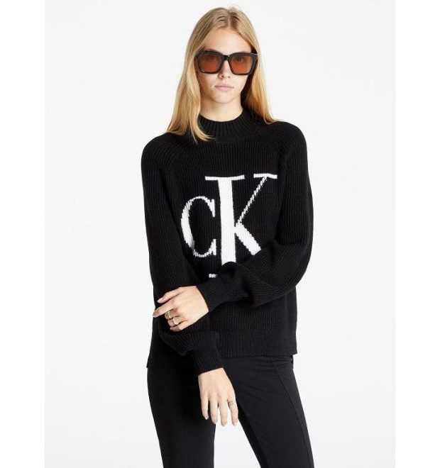Dámsky pulóver Calvin Klein s logom čierny Dámsky pulóver Calvin Klein s logom čierny