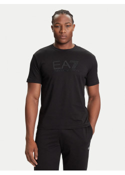 EA7 Emporio Armani pánske tričko s  vyšívaným čiernym logom čierna