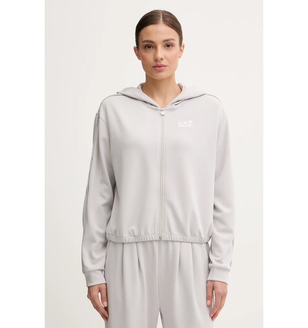 EA7 Emporio Armani dámska mikina s nášivkou sivá EA7 Emporio Armani dámska mikina s nášivkou sivá