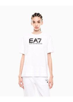 EA7 Emporio Armani dámske tričko s flitrami biela