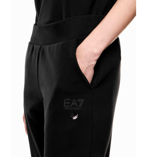 EA7 Emporio Armani dámske tepláky s flitrami čierna EA7 Emporio Armani dámske tepláky s flitrami čierna