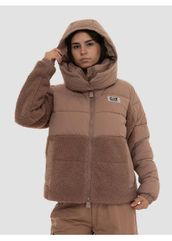 EA7 Emporio Armani dámska bunda s teddy efektom hnedá