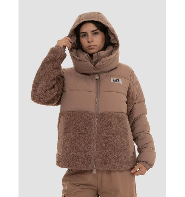 EA7 Emporio Armani dámska bunda s teddy efektom hnedá