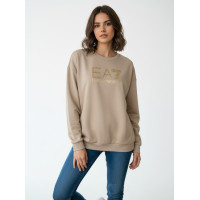 EA7 Emporio Armani dámska mikina s trblietavým logom béžová EA7 Emporio Armani dámska mikina s trblietavým logom béžová