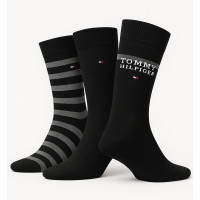 Tommy Hilfiger pánske dlhé ponožky 3Pack čierne