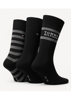 Tommy Hilfiger pánske dlhé ponožky 3Pack čierne