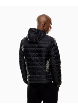 EA7 Emporio Armani pánska prešívaná bunda s kapucňou zlaté logo čierna