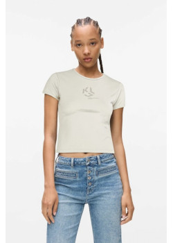 Karl Lagerfeld Jeans Studded dámske tričko béžové