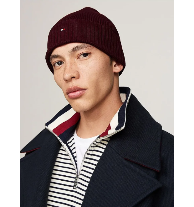 Čiapka Tommy Hilfiger v bordovej farbe Čiapka Tommy Hilfiger v bordovej farbe