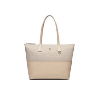 Tommy Hilfiger shopper kabelka so zlatým logom béžová Tommy Hilfiger shopper kabelka so zlatým logom béžová