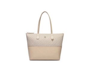 Tommy Hilfiger shopper kabelka so zlatým logom béžová