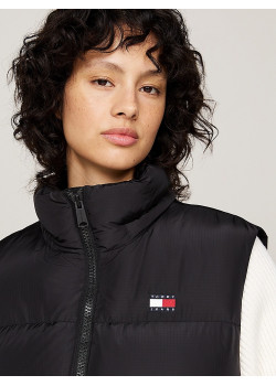 Dámska páperová vesta s kapucňou Tommy Hilfiger čierna
