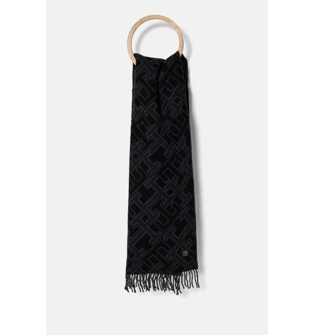 Dámsky čierny šál Tommy Hilfiger s monogramom Dámsky čierny šál Tommy Hilfiger s monogramom