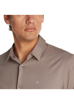 Calvin Klein pánska popelínová košeľa slim fit hnedá