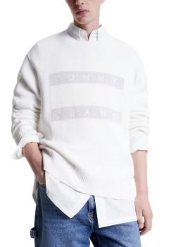 Tommy Jeans pánske pulóver s veľkým logom biely