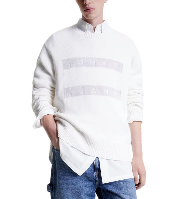 Tommy Jeans pánske pulóver s veľkým logom biely Tommy Jeans pánske pulóver s veľkým logom biely