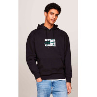 Bavlnená čierna mikina s kapucňou Tommy Jeans 