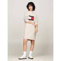 Šaty s prímesou vlny Tommy Jeans béžové Šaty s prímesou vlny Tommy Jeans béžové