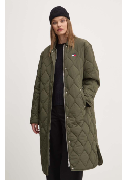 Tommy Hilfiger dlhá prešívaná bunda  zelená