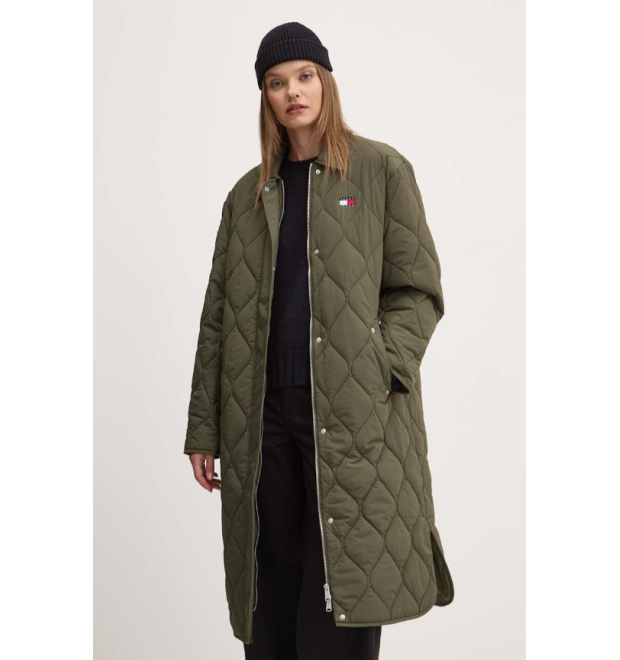 Tommy Hilfiger dlhá prešívaná bunda zelená Tommy Hilfiger dlhá prešívaná bunda zelená