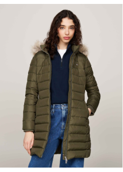 Dlhá dámska zelená bunda Tommy Hilfiger
