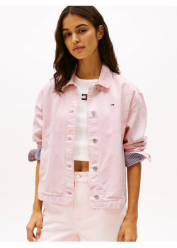 Tommy Jeans dámska denim bunda ružová