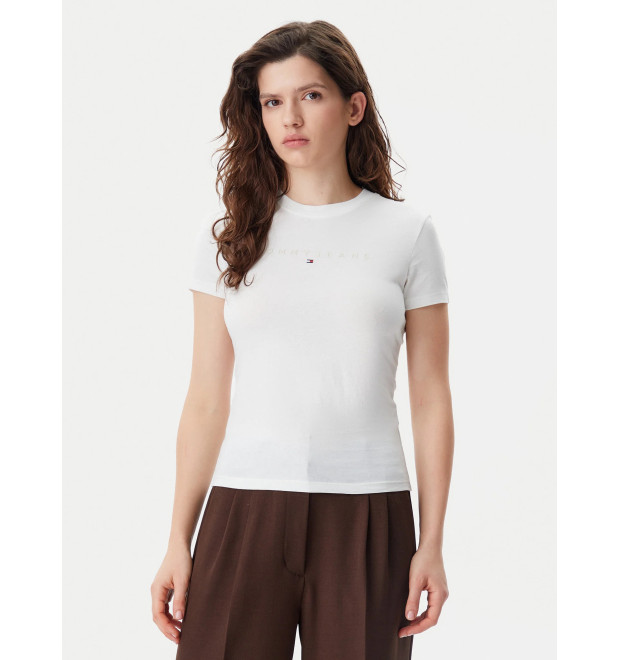 Tommy Jeans dámske tričko Slim Tonal Linear biele Tommy Jeans dámske tričko Slim Tonal Linear biele