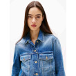 Tommy Jeans dámska rifľová bunda s výšivkou na chrbte modrá