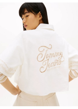 Tommy Jeans dámska košeľa s výšivkou biela