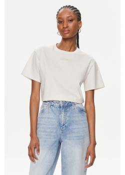 Dámske Écru tričko s minimalistickým logom Calvin Klein