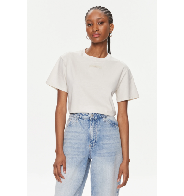 Dámske Écru tričko s minimalistickým logom Calvin Klein