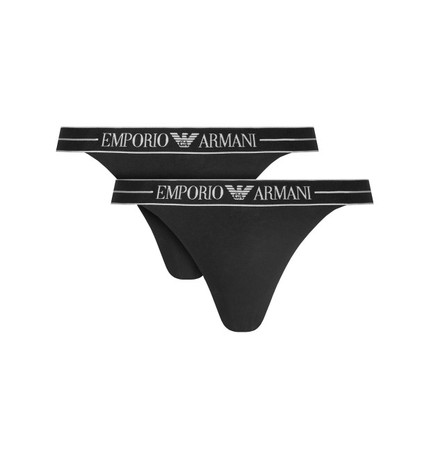 Emporio Armani tangá 2Pack čierne Emporio Armani tangá 2Pack čierne