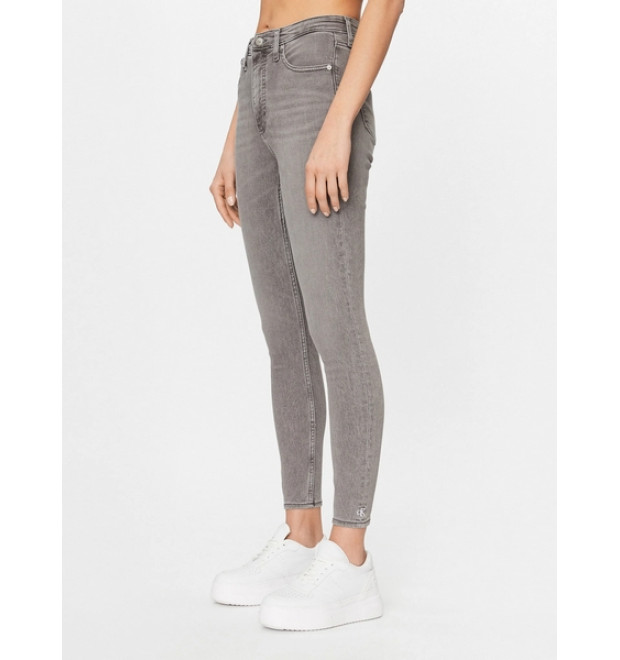 Calvin Klein Jeans Slim rifle s vysokým pásom sivé