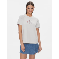 Bavlnené tričko Calvin Klein s farebným logom-sivé