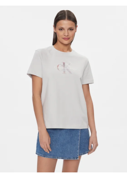 Bavlnené tričko Calvin Klein s farebným logom-sivé