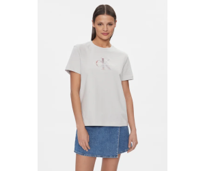 Bavlnené tričko Calvin Klein s farebným logom-sivé