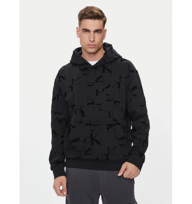 Calvin Klein Jeans čierna mikina s kapucňou Calvin Klein Jeans čierna mikina s kapucňou
