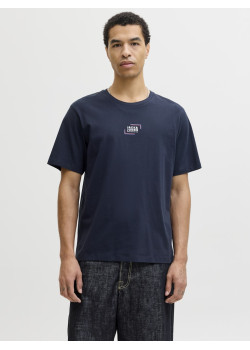 JACK & JONES pánske logo tričko Regular Fit modré s okrúhlym výstrihom