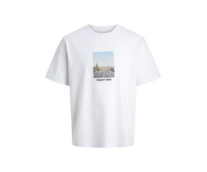 JACK & JONES pánske tričko voľné s potlačou biele JACK & JONES pánske tričko voľné s potlačou biele