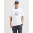 JACK & JONES pánske tričko voľné s potlačou biele JACK & JONES pánske tričko voľné s potlačou biele