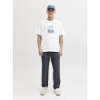 JACK & JONES pánske tričko voľné s potlačou biele JACK & JONES pánske tričko voľné s potlačou biele